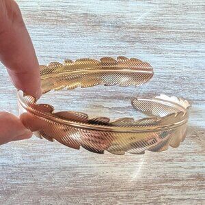 Women Metal Feather Leaf Bracelet Armband Bangle Bridal Upper Arm Cuff Armlet